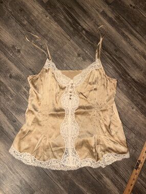 Vintage Y2K lace silk cami - large